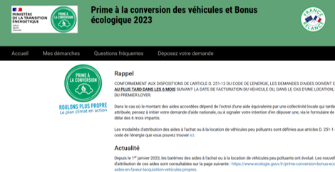 Prime conversion des véhicules et bonus bonus écologique 2023